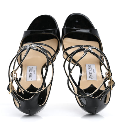 Jimmy Choo Patent Calfskin Lance Sandals 35 Black 2 of 10
