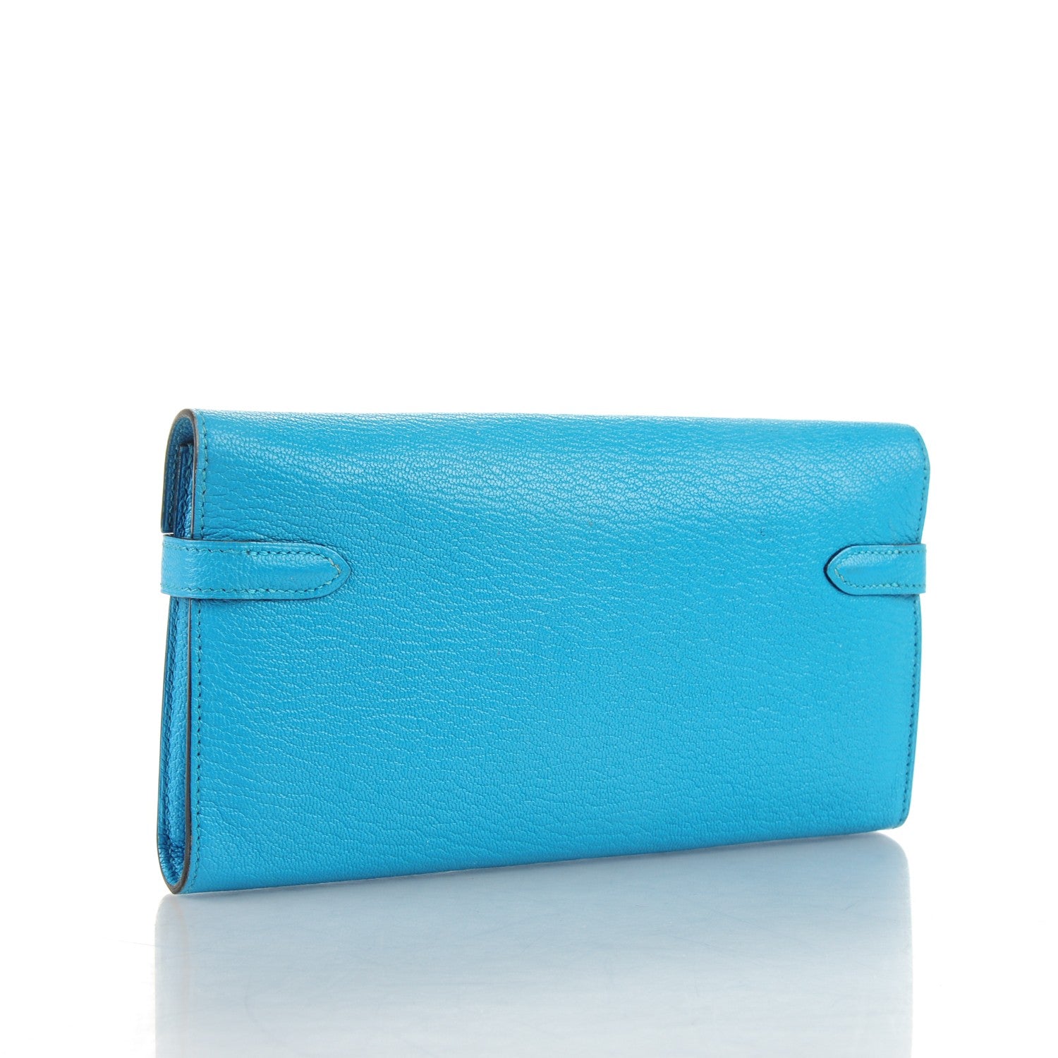 Hermes Chevre Mysore Kelly Longue Wallet Turquoise 3 of 7