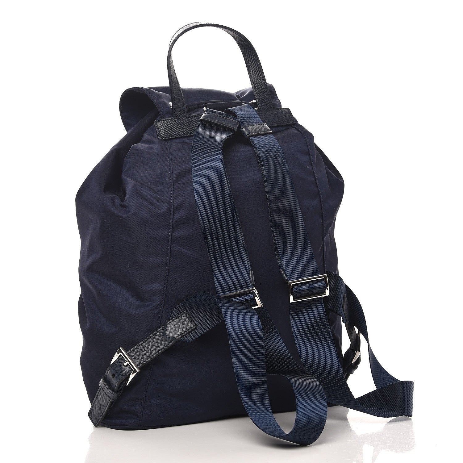 Prada Nylon Vela Saffiano Medium Cinch Backpack Baltico 3 of 8