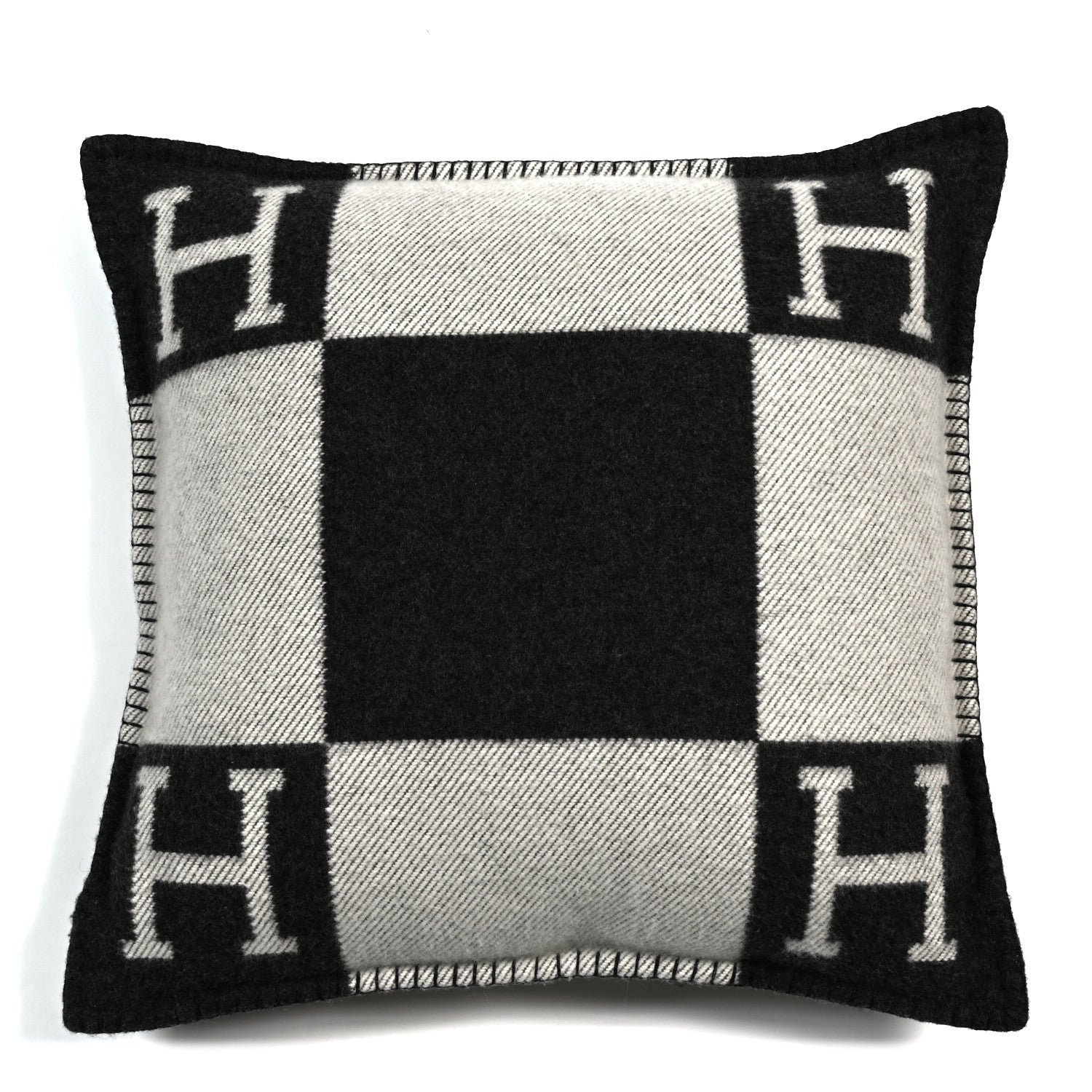Hermes Wool Cashmere Avalon Pillow PM Ecru Gris Fonce 1 of 3