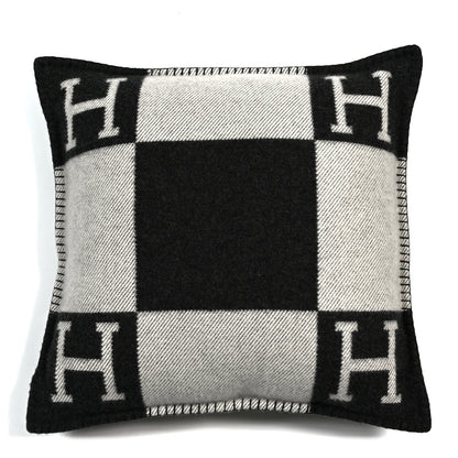 Hermes Wool Cashmere Avalon Pillow PM Ecru Gris Fonce 1 of 3