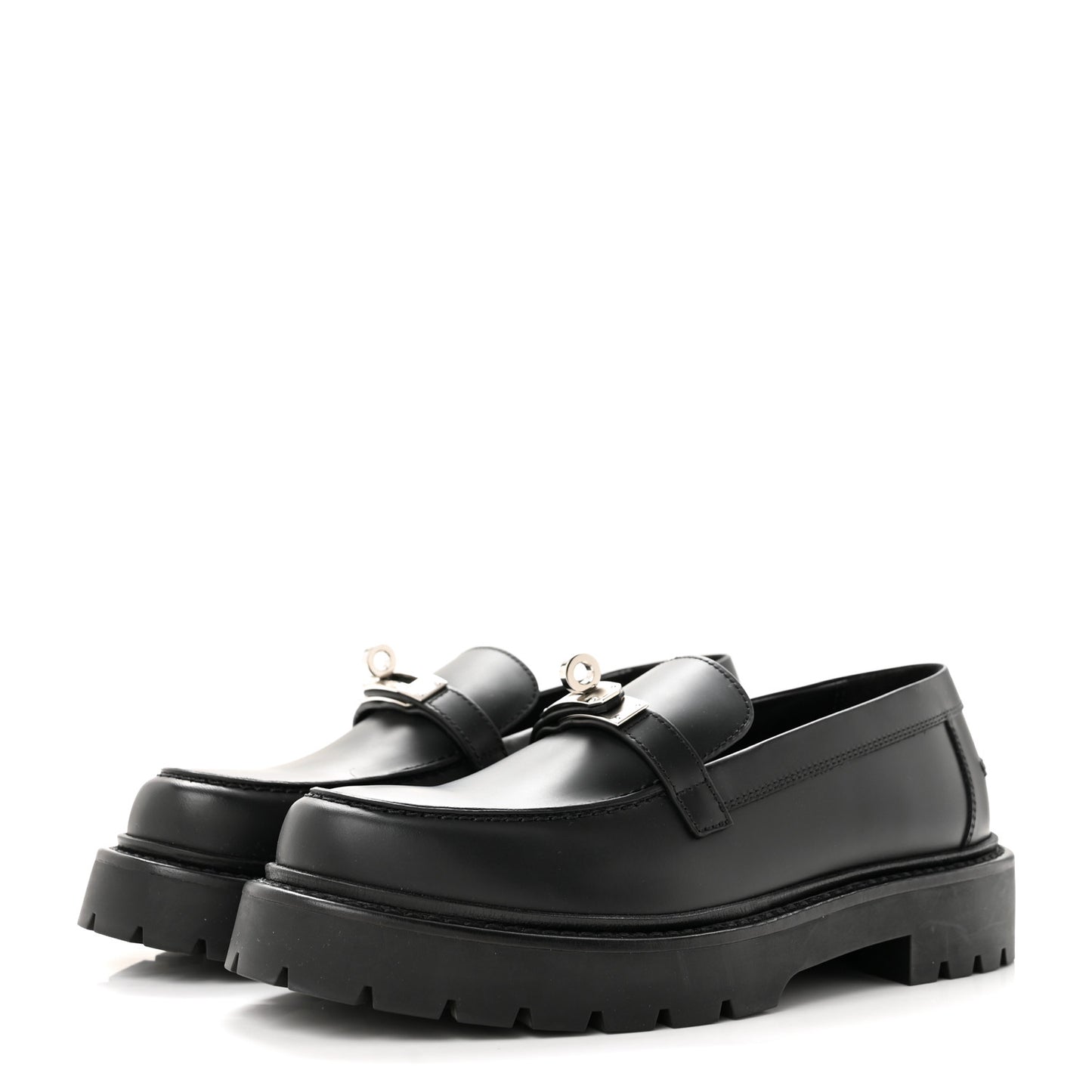 Calfskin Womens Icone Loafers 37 Black