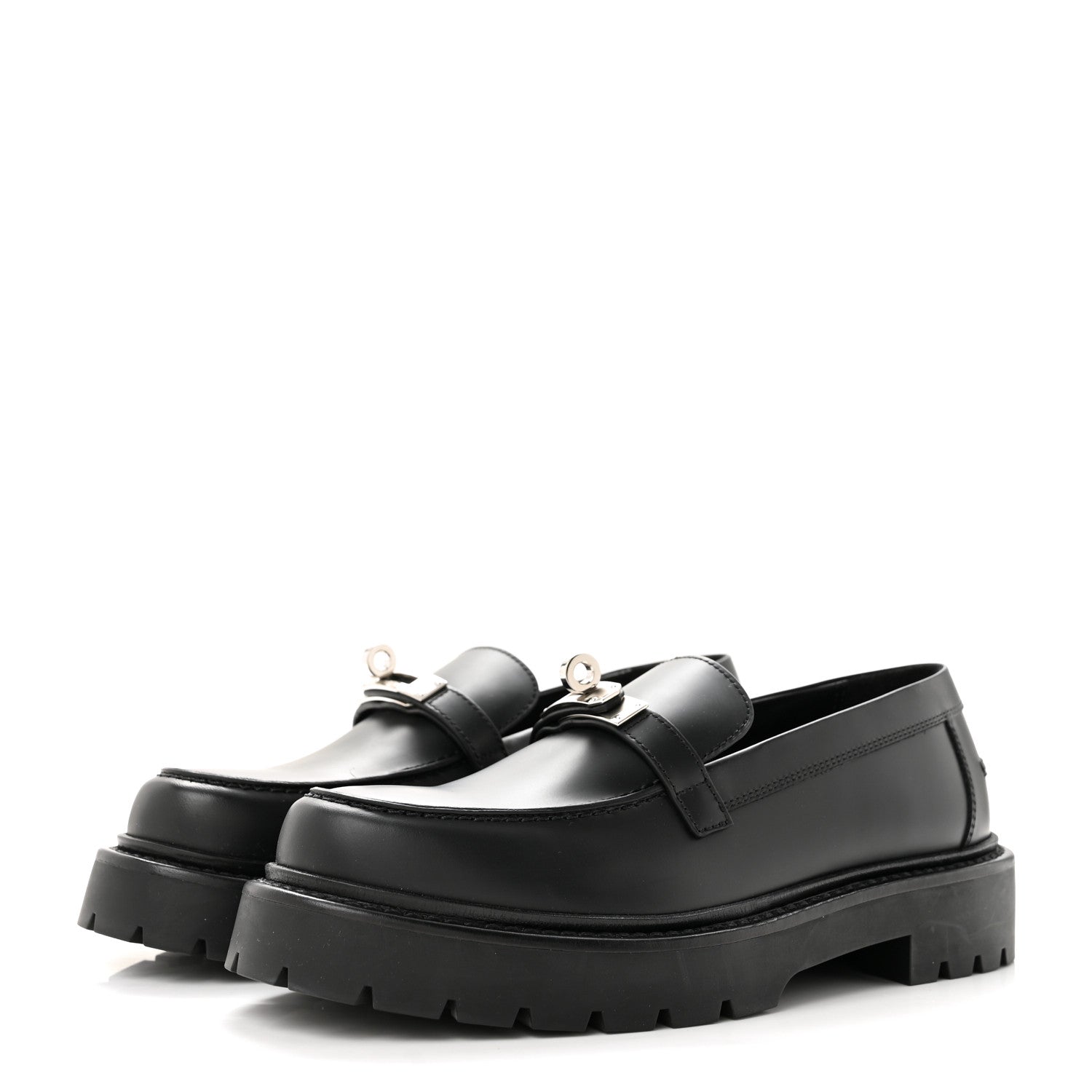 Hermes Calfskin Womens Icone Loafers 37 Black 4 of 10