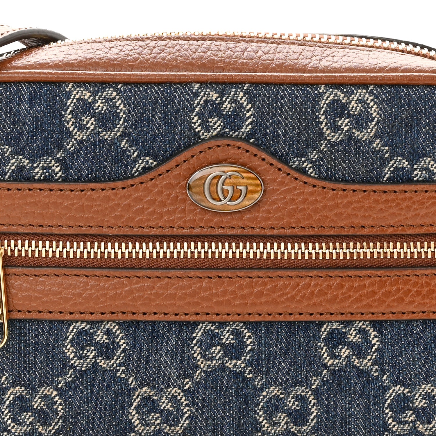 Gucci New Denim GG Monogram Dollar Calfskin Mini Ophidia Shoulder Bag Blue Tea Cuir Epilog 8 of 10