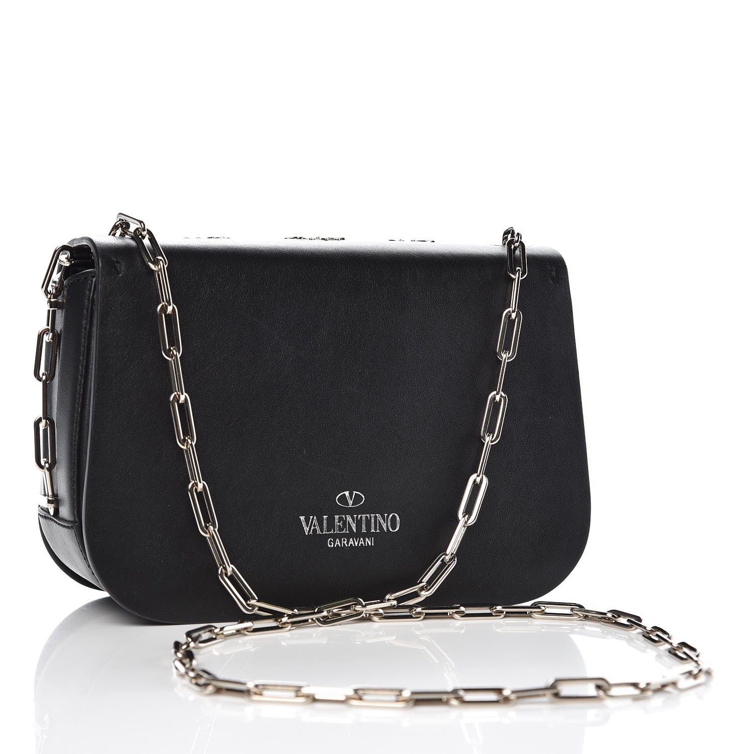 Valentino Garavani Vitello Loveblade Embellished Chain Flap Bag Black Multicolor 3 of 7