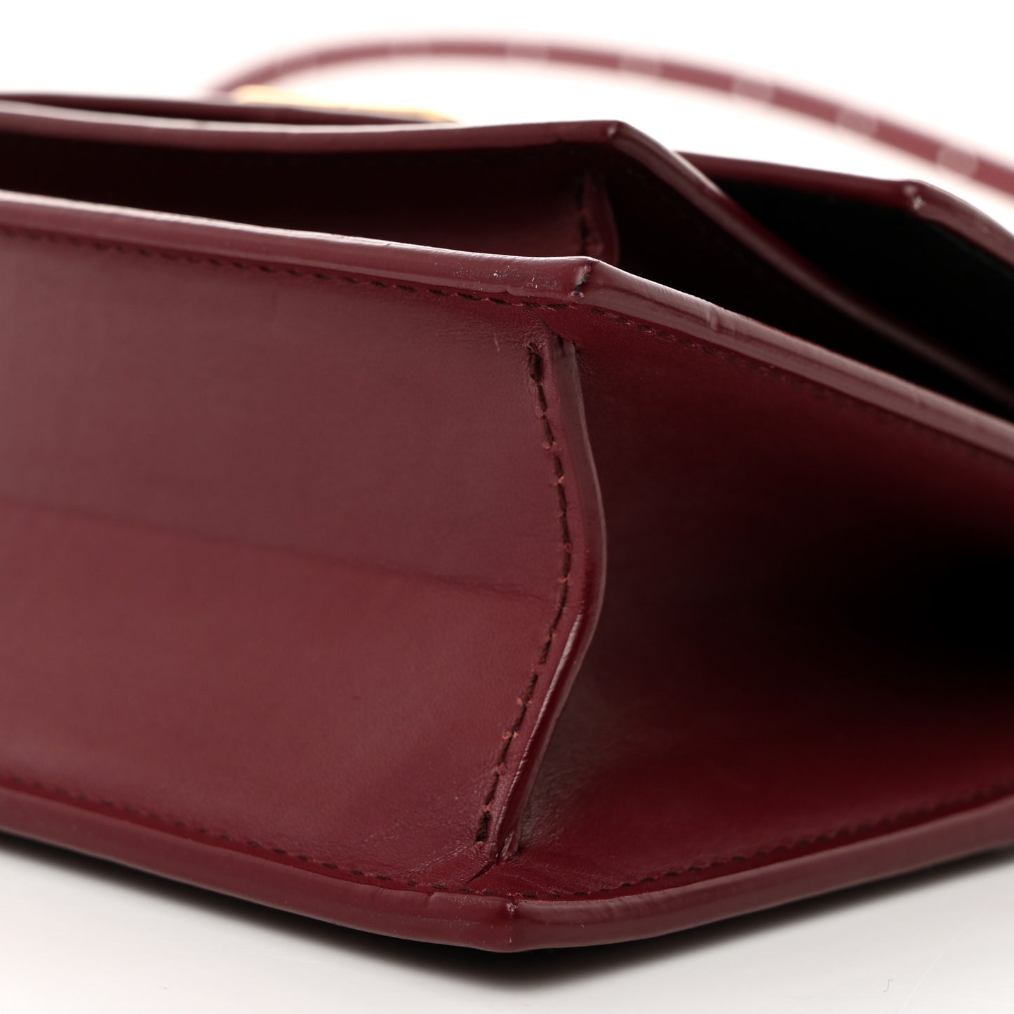 Box Calfskin XS Sharp Top Handle Bag Burgundy