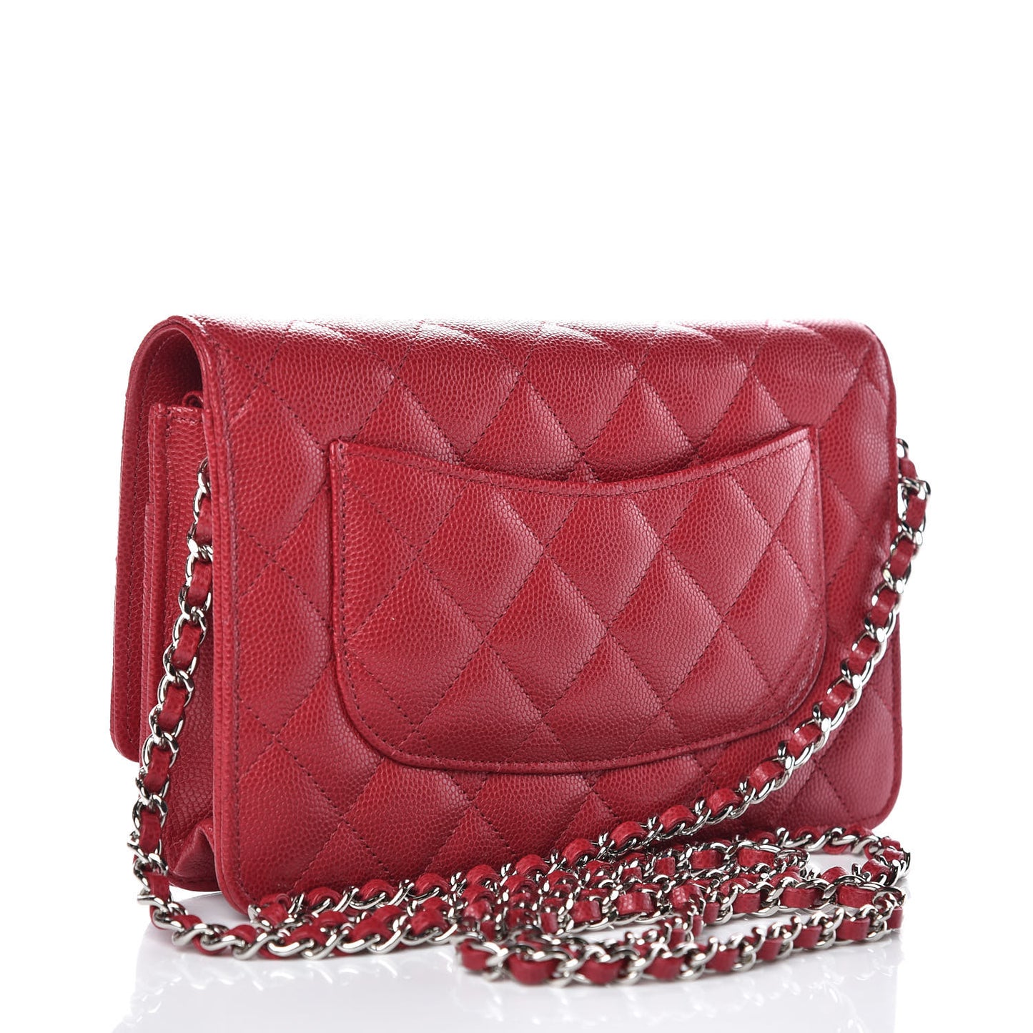 Caviar Quilted Wallet on Chain WOC Pink