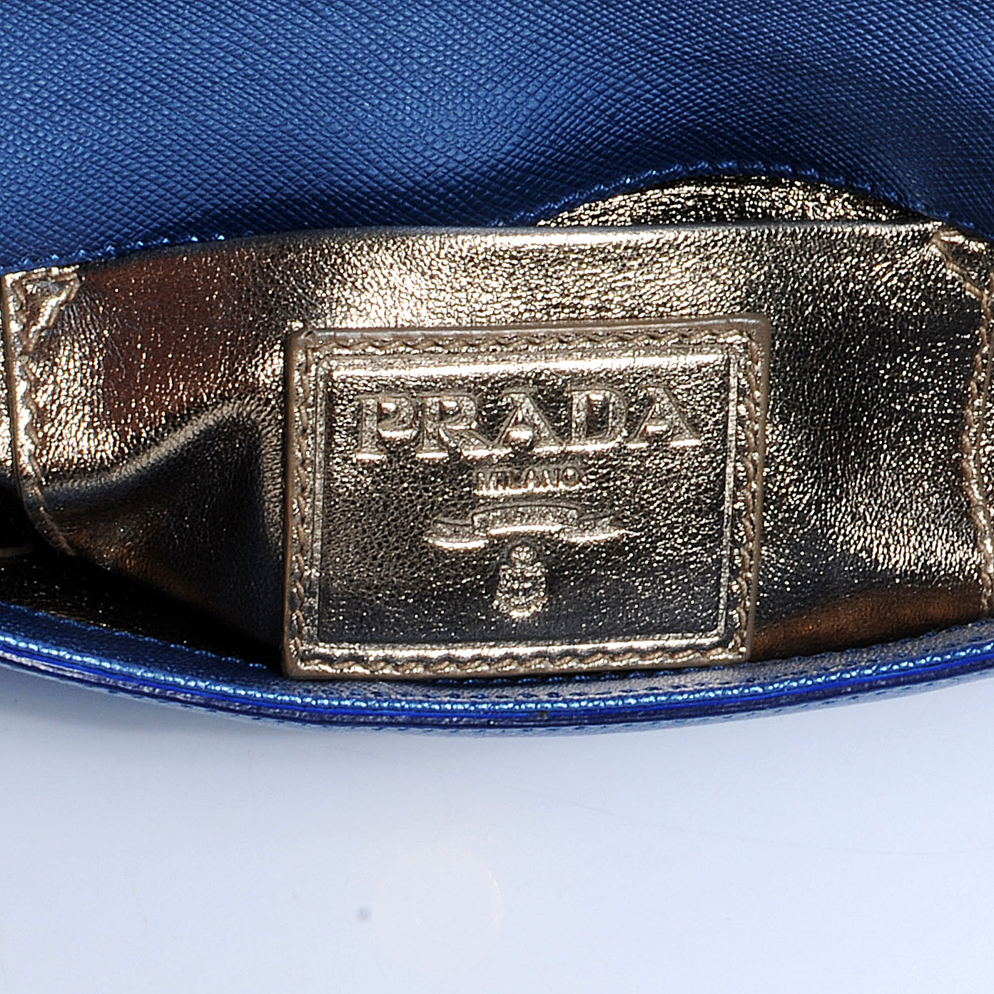Prada Saffiano Mordore Box Clutch Denim 7 of 10