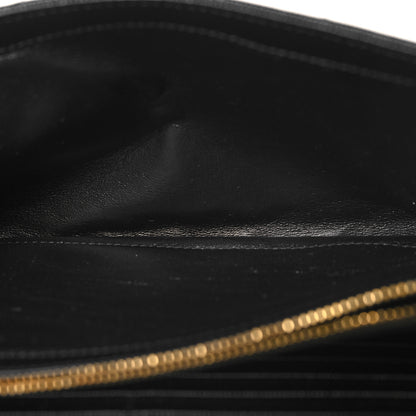Saint Laurent Grain De Poudre Matelasse Chevron Monogram Chain Wallet Black 5 of 11