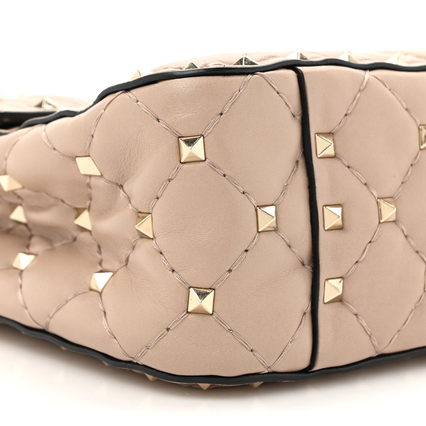 Nappa Medium Rockstud Spike Shoulder Bag Poudre