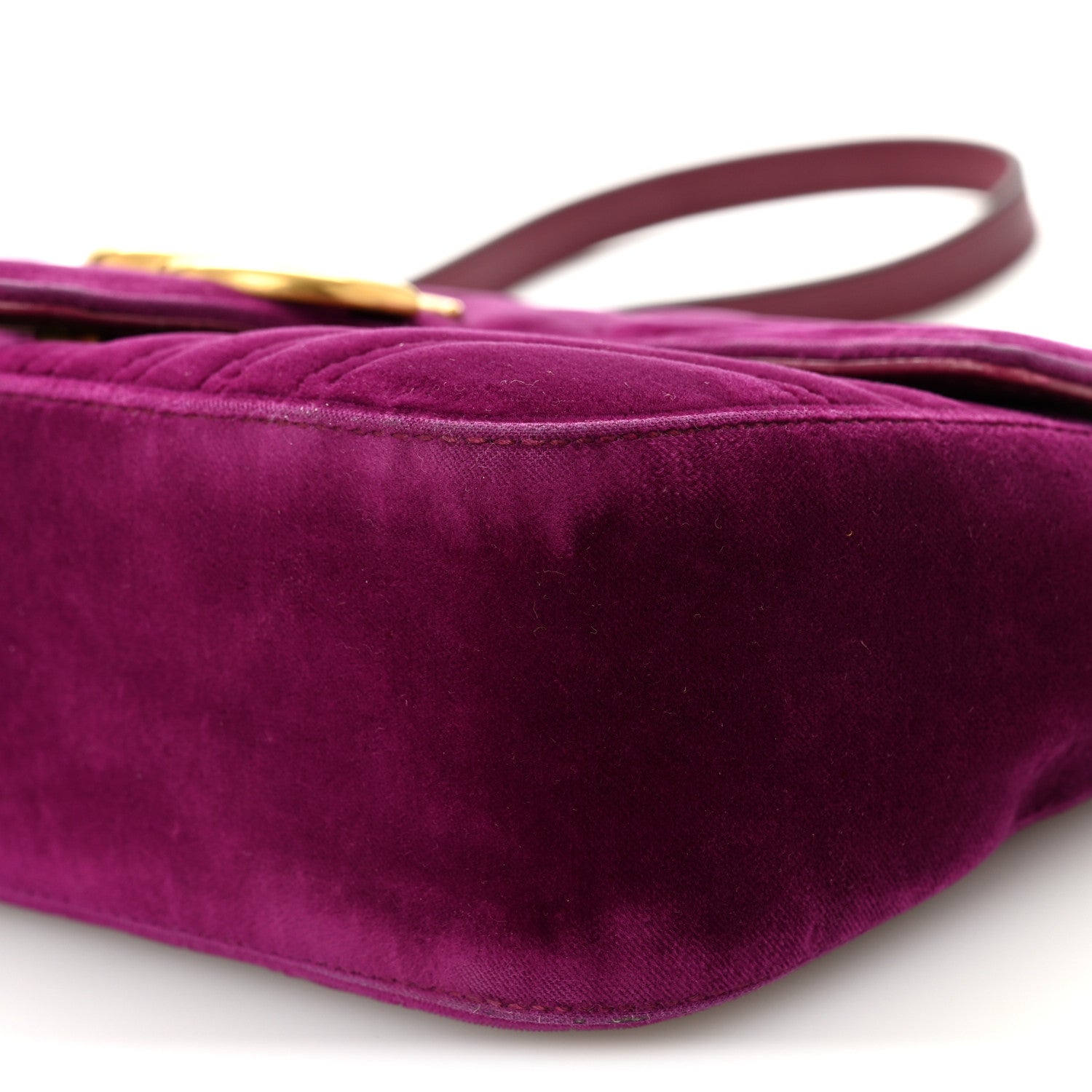 Gucci Velvet Matelasse Small GG Marmont Shoulder Bag Fuchsia Violet Cyclamen 10 of 13
