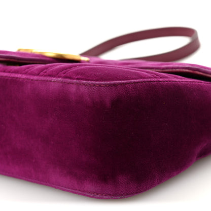 Gucci Velvet Matelasse Small GG Marmont Shoulder Bag Fuchsia Violet Cyclamen 10 of 13