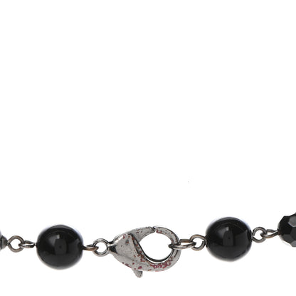 Chanel Pearl Beaded CC Long Necklace Silver Black 4 of 5