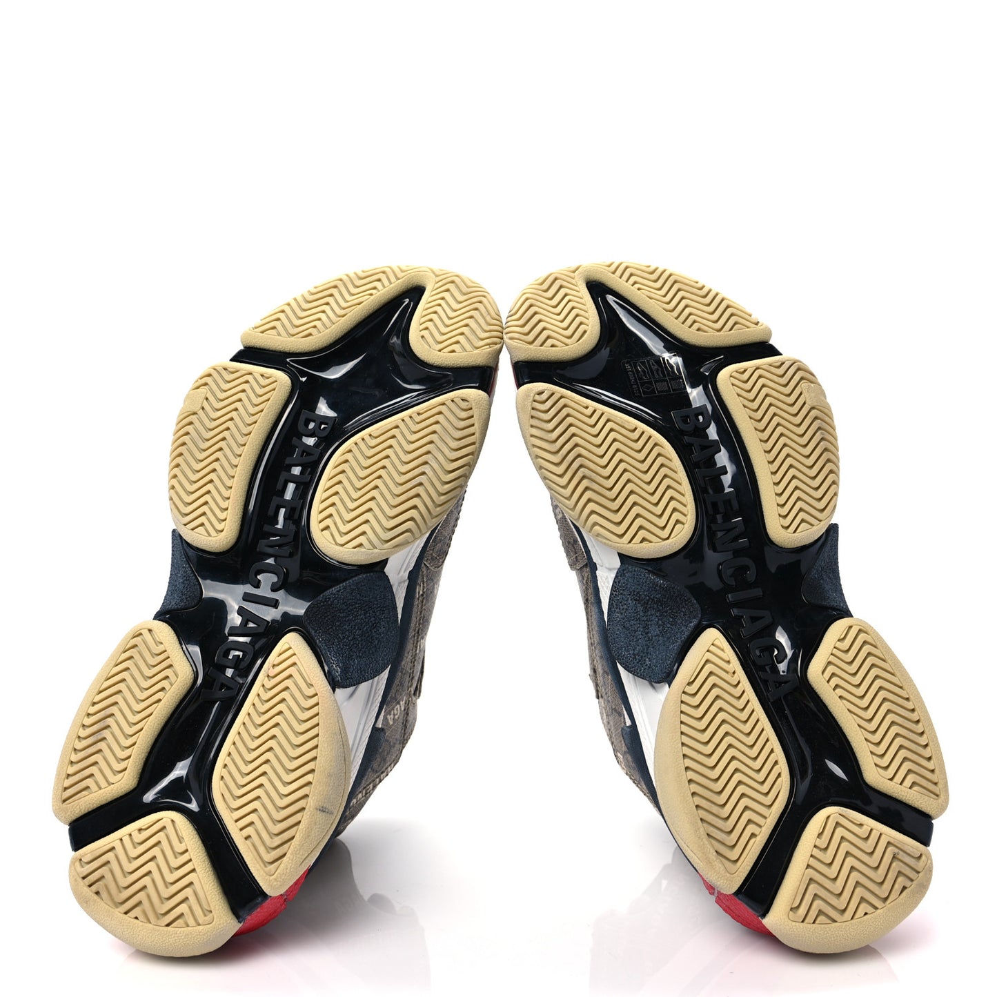 X GUCCI GG Supreme Monogram Allover Logo Mens Triple S Sneakers 36 Beige Ebony Mystic White