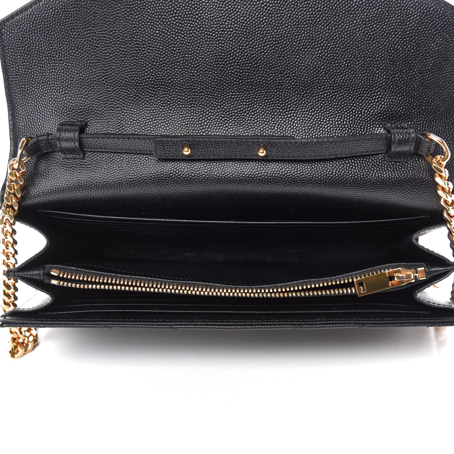 Grain De Poudre Matelasse Chevron Monogram Chain Wallet Black