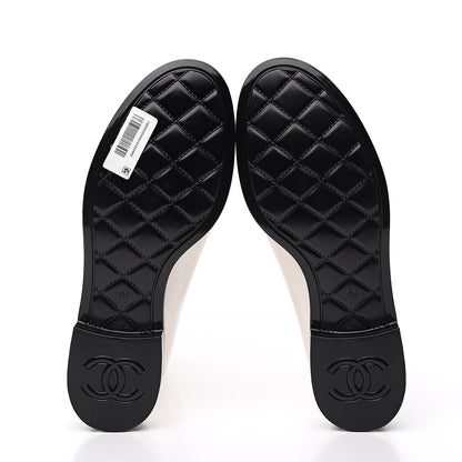 Chanel Rubber Rain Boots 38 Ivory Black 5 of 9