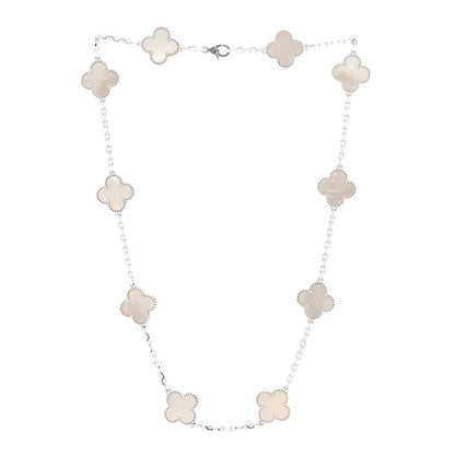 Van Cleef & Arpels 18K White Gold Mother of Pearl 10 Motifs Vintage Alhambra Necklace 3 of 6