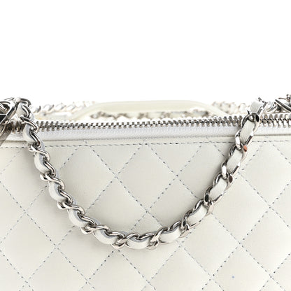 Chanel Lambskin Quilted Large Top Handle Jewelry Box With Chain White 9 of 18