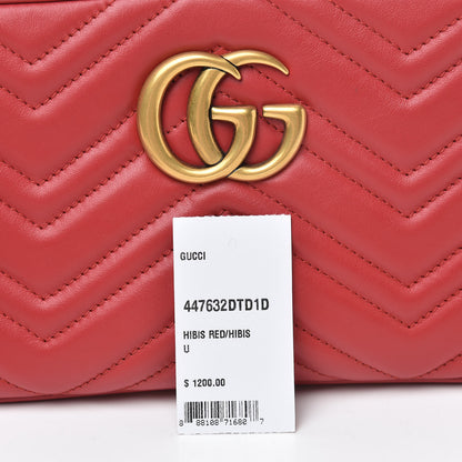 Gucci Calfskin Matelasse Small GG Marmont Chain Shoulder Bag Hibiscus Red 11 of 11