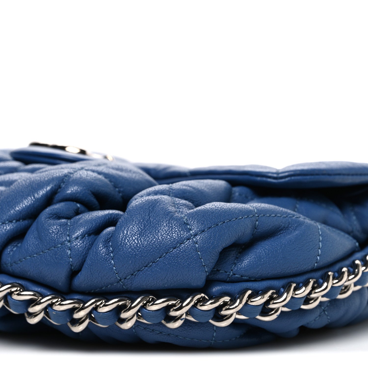 Chanel Washed Lambskin Quilted Medium Chain Around Messenger Blue 10 of 11