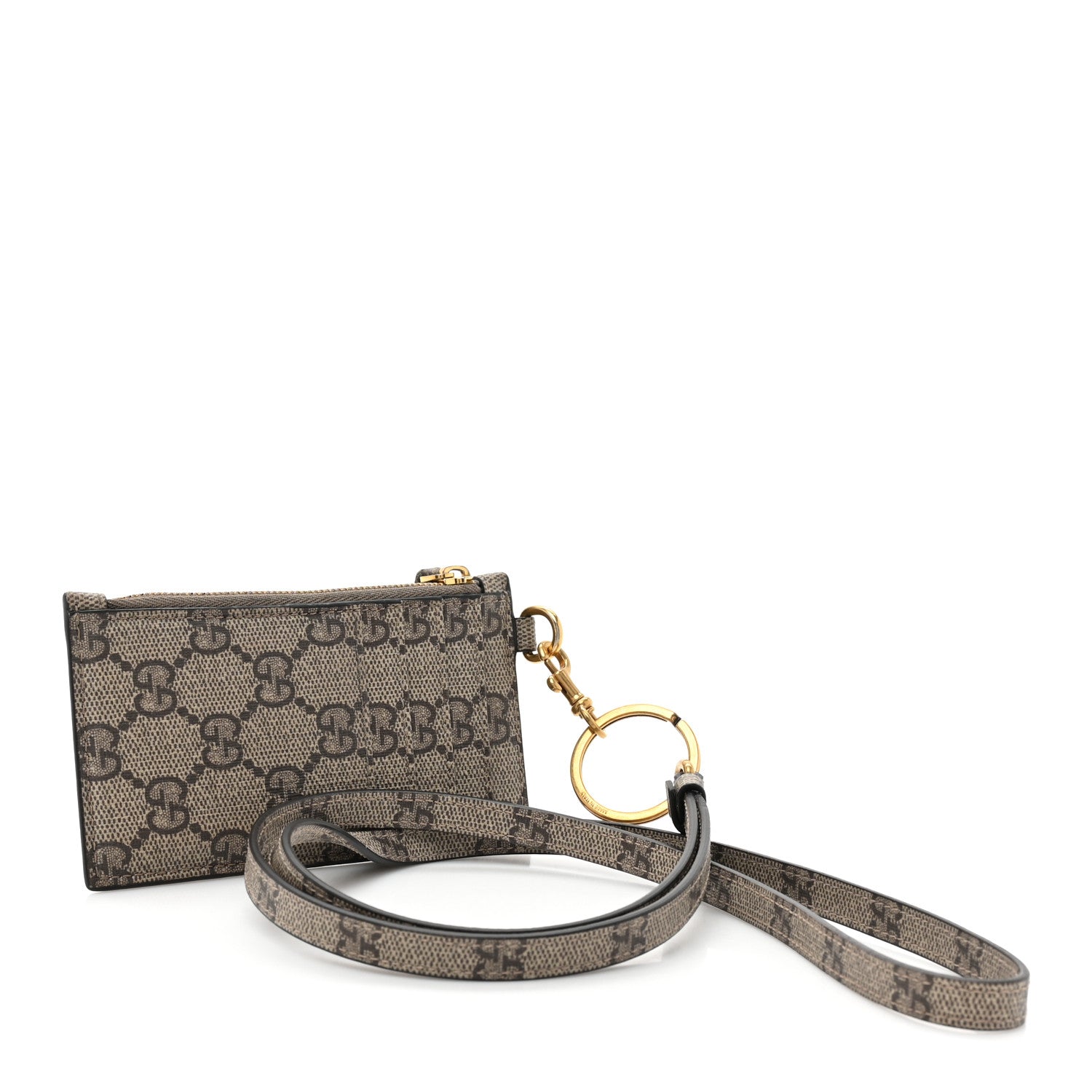Gucci X BALENCIAGA GG Supreme Monogram Logo Card Case With Strap Beige Ebony 3 of 11