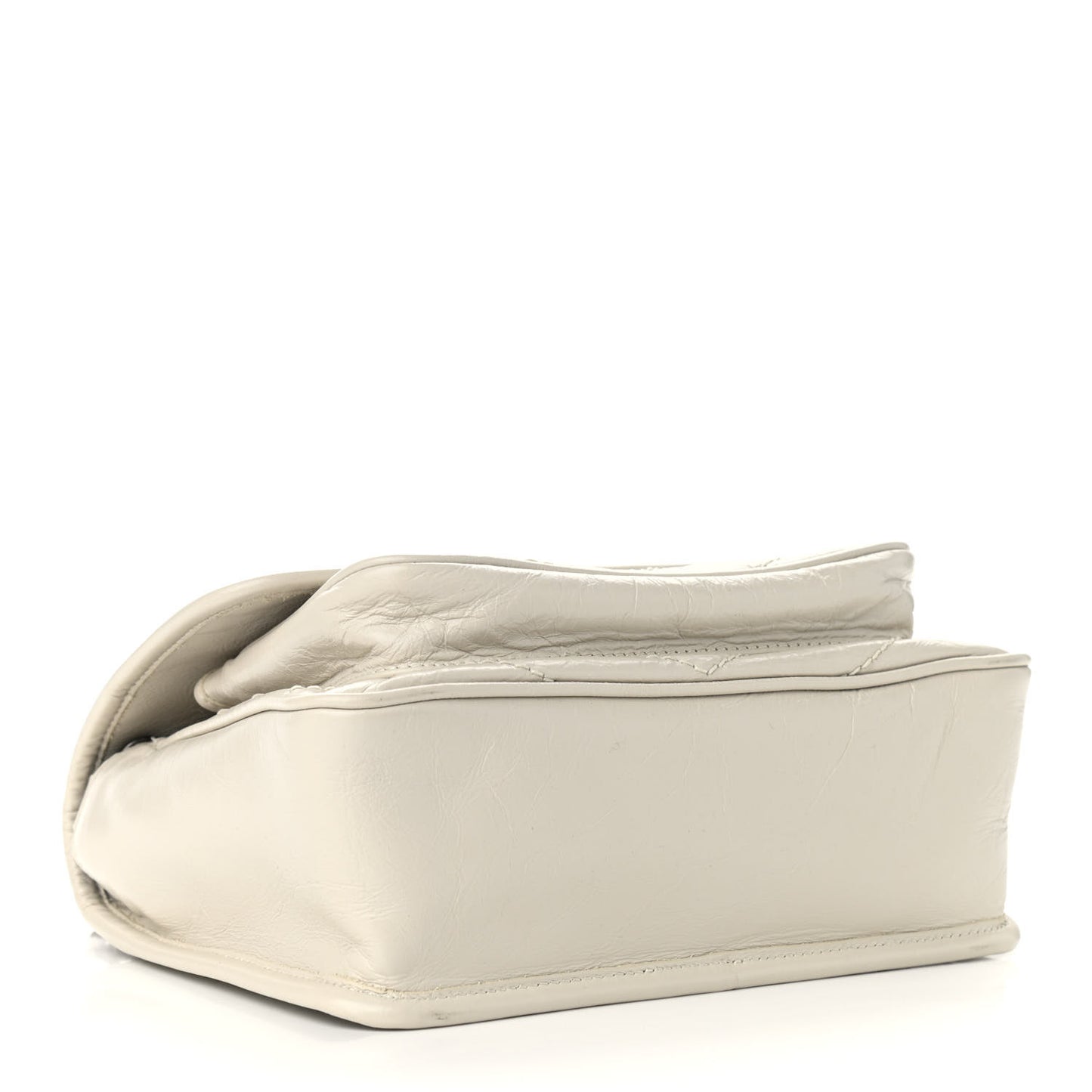 Crinkled Calfskin Matelasse Monogram Baby Niki Chain Satchel Ivory