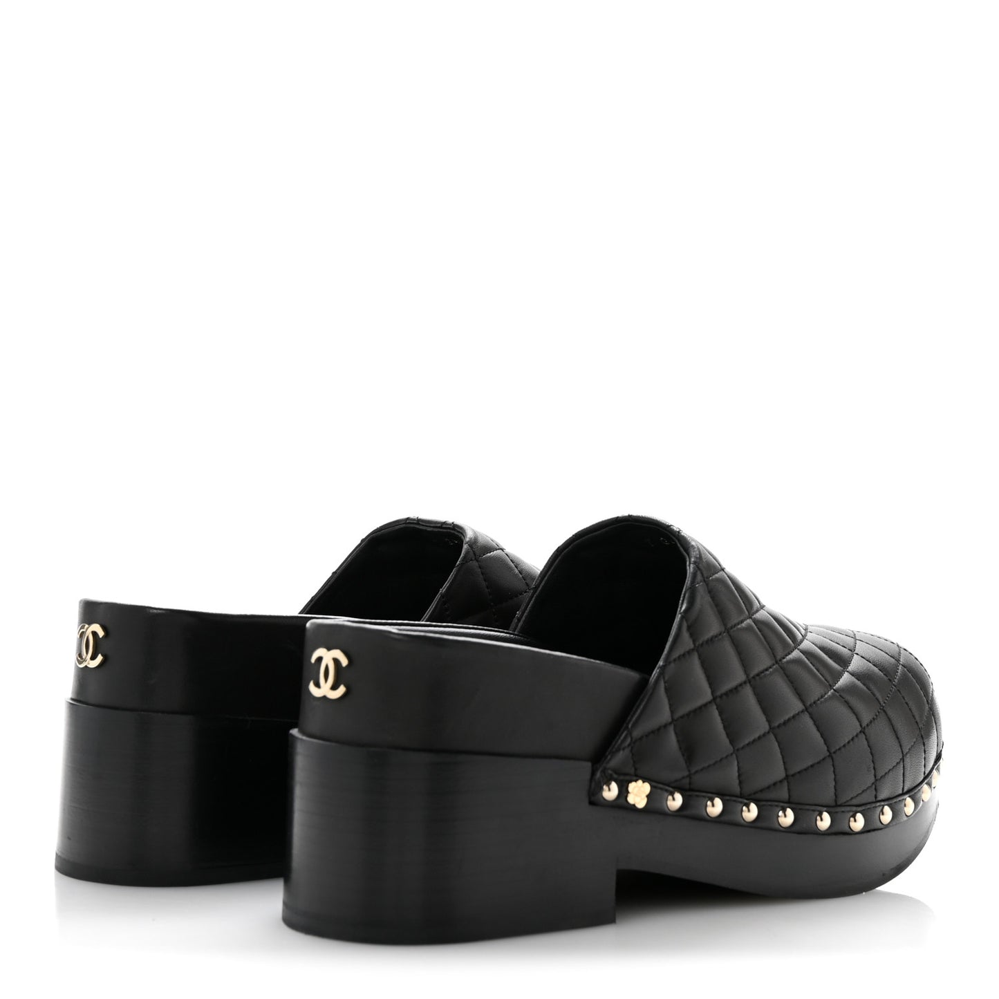 Lambskin Quilted CC Clogs 39 Black