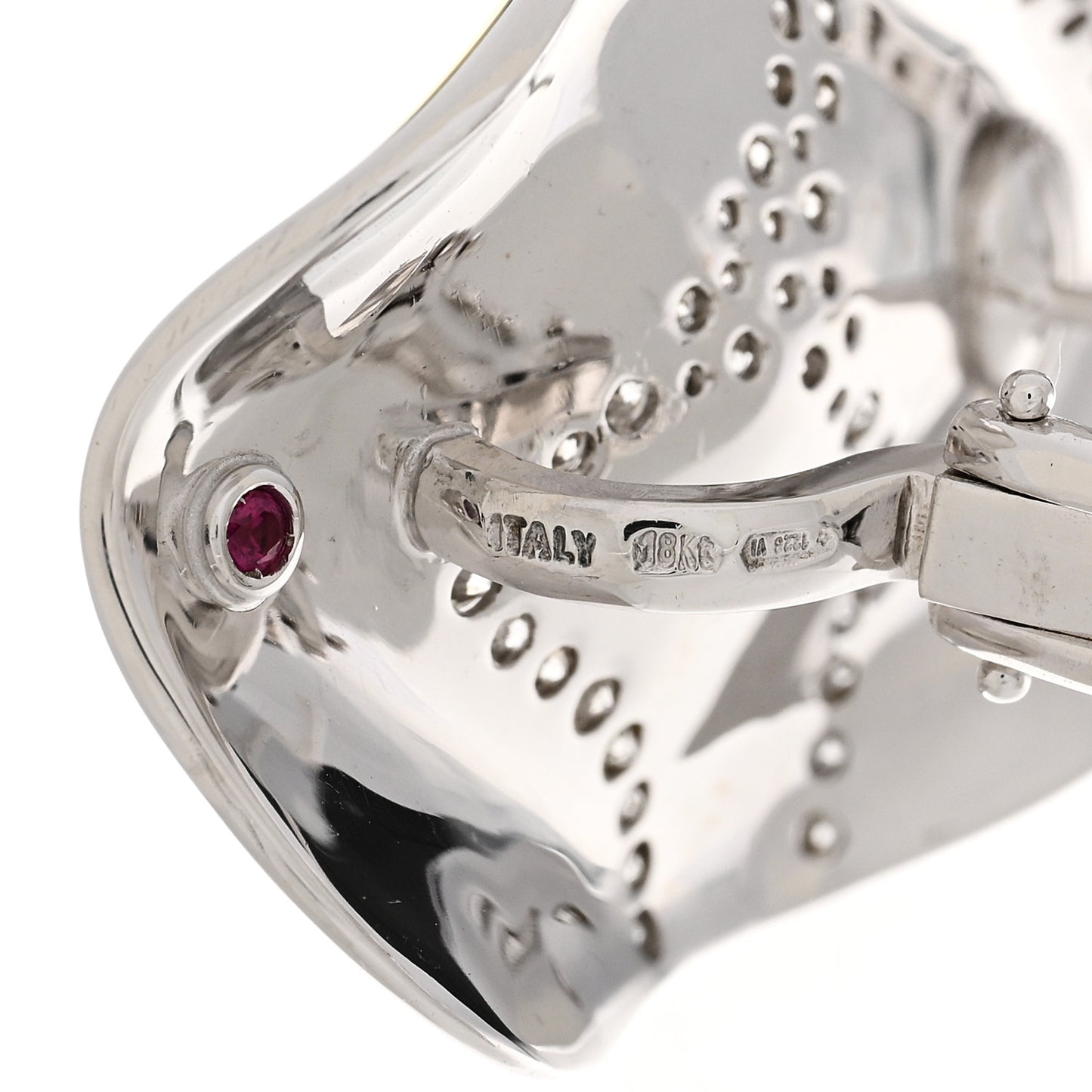 18K White Gold Diamond Enamel Earrings Multicolor