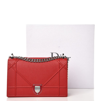 Christian Dior Grained Calfskin Medium Diorama Flap Bag Red 10 of 10