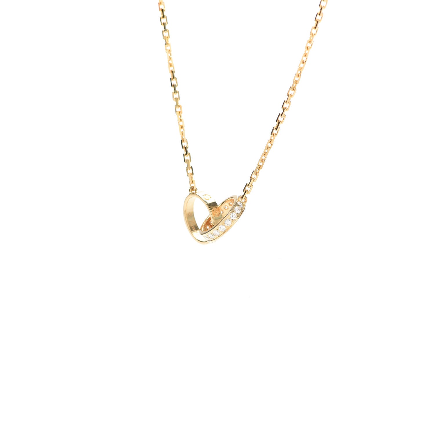 Cartier 18K Yellow Gold Diamond Interlocking LOVE Necklace 4 of 6
