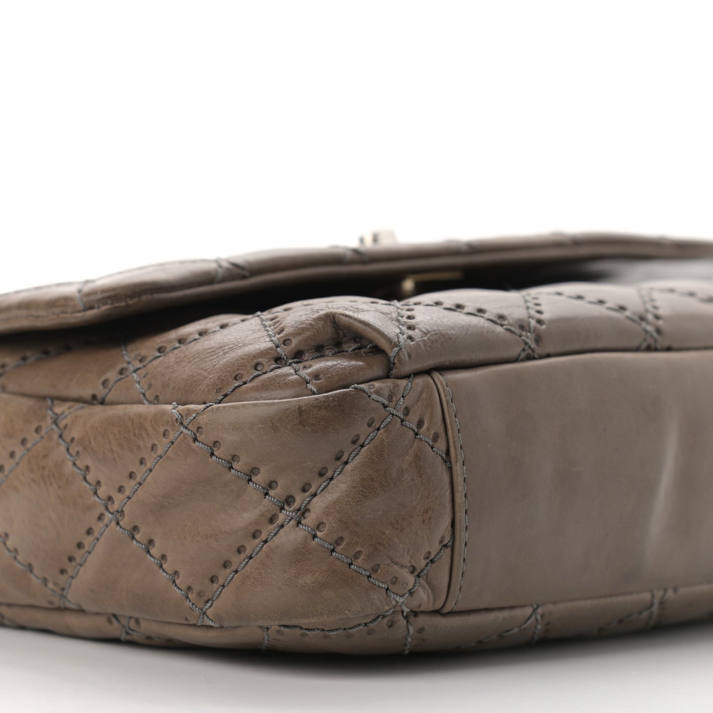 Calfskin Quilted Retro Chain Flap Dark Grey