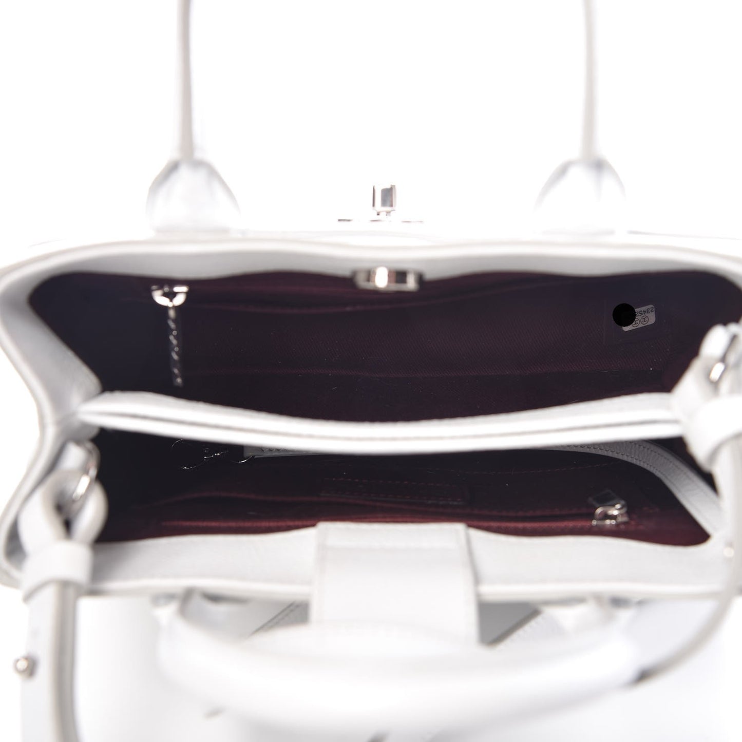 Grained Calfskin Mini Neo Executive Shopper Tote White