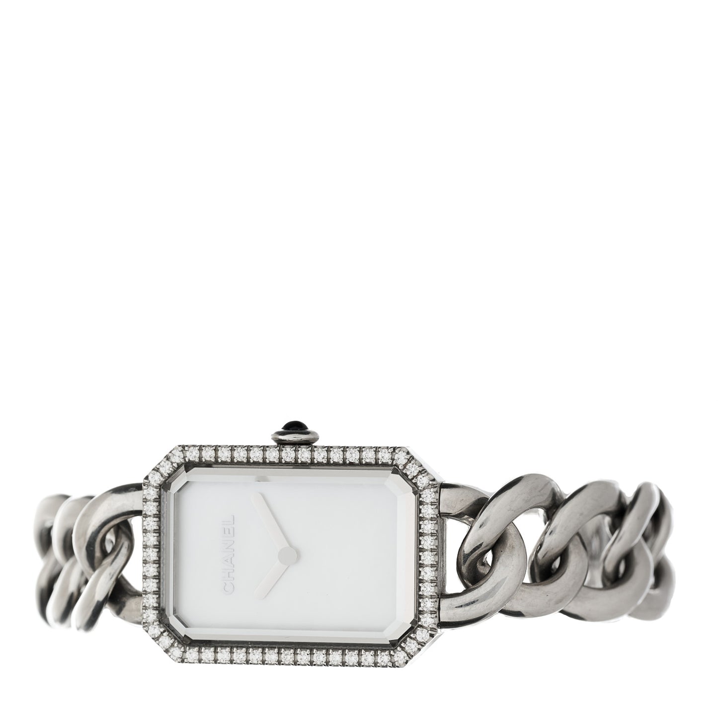 Stainless Steel Diamond Bezel Mother of Pearl 20mm Chain Premiere Quartz Watch