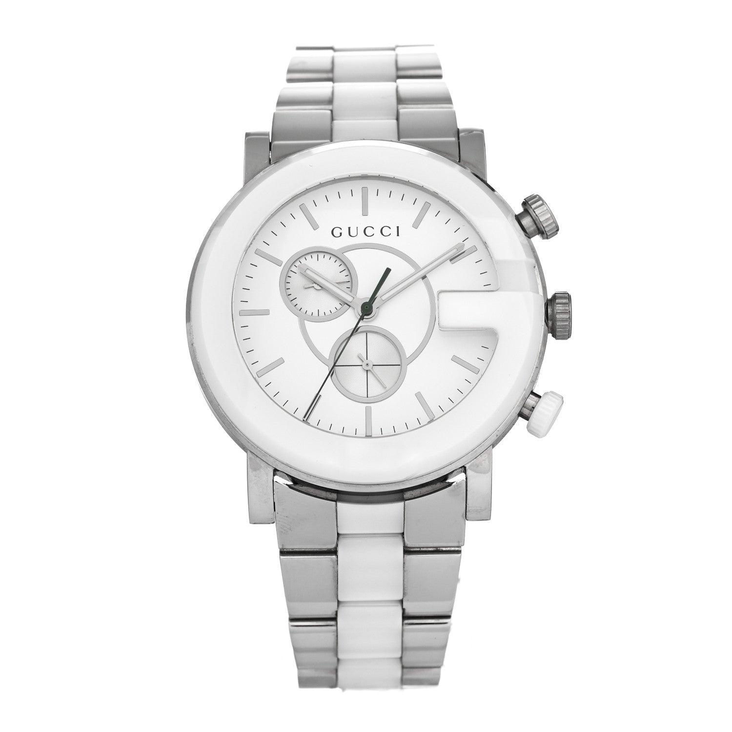 Gucci Stainless Steel Ceramic 44mm G-Chrono Chronograph Quartz Watch White 1 of 5