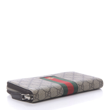Gucci GG Supreme Monogram Web Bee Zip Around Wallet Beige Cocoa 4 of 8