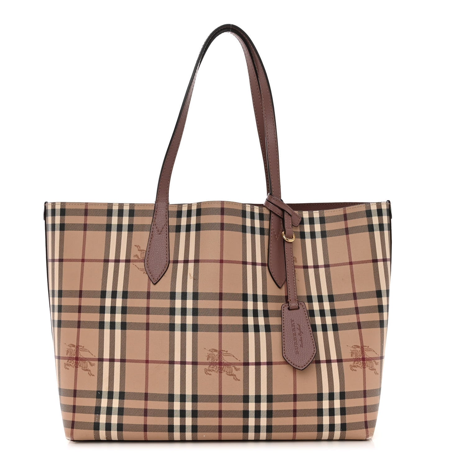 Burberry Grainy Calfskin Haymarket Check Medium Reversible Tote Dusty Pink 1 of 20