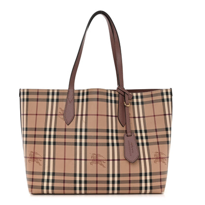 Burberry Grainy Calfskin Haymarket Check Medium Reversible Tote Dusty Pink 1 of 20