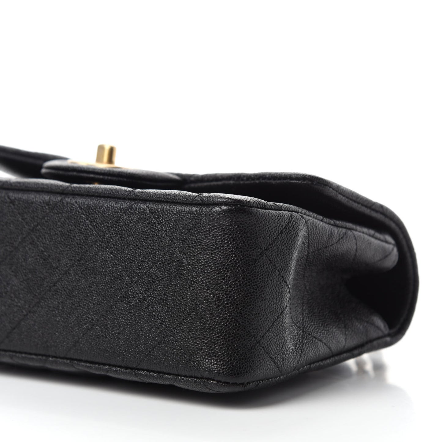 Caviar Quilted Mini Top Handle Rectangular Flap Black