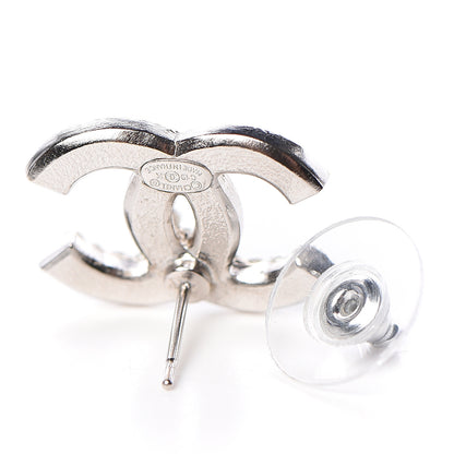 Chanel Pearl Crystal CC Snow Palace Earrings Silver 4 of 5