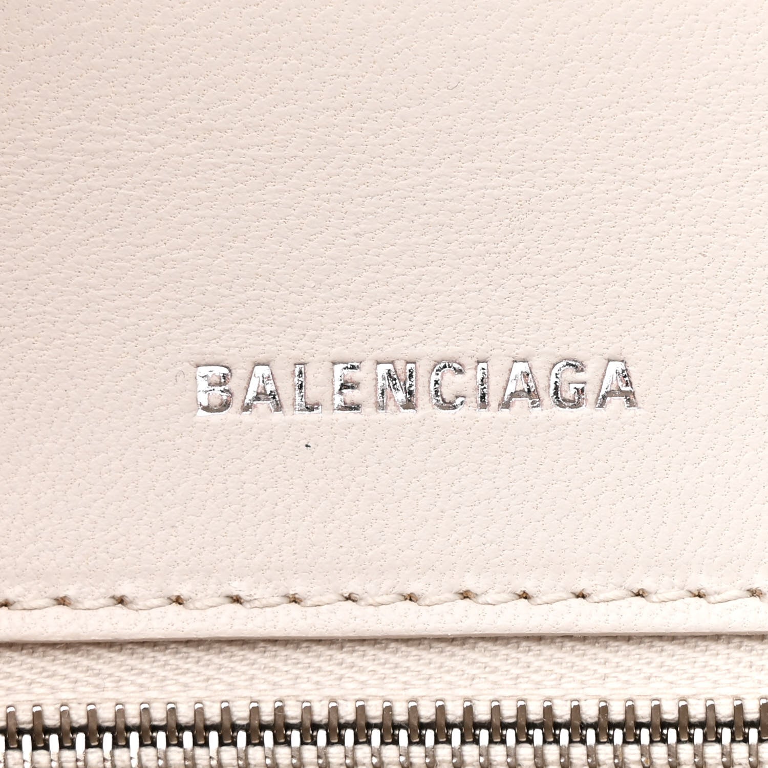 Balenciaga Shiny Calfskin Monochrome Crocodile Embossed Small Hourglass Top Handle Bag Nacre 6 of 13