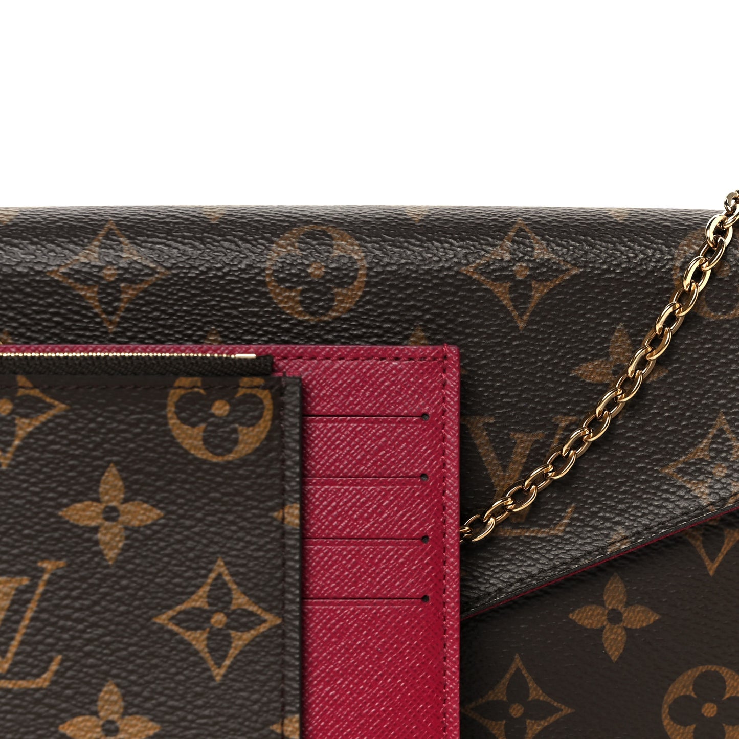 Monogram Pochette Felicie Chain Wallet Fuchsia