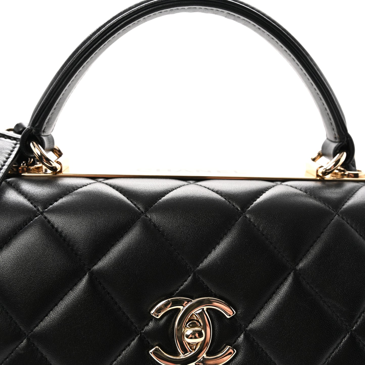 Lambskin Quilted Small Trendy CC Dual Handle Flap Bag Black