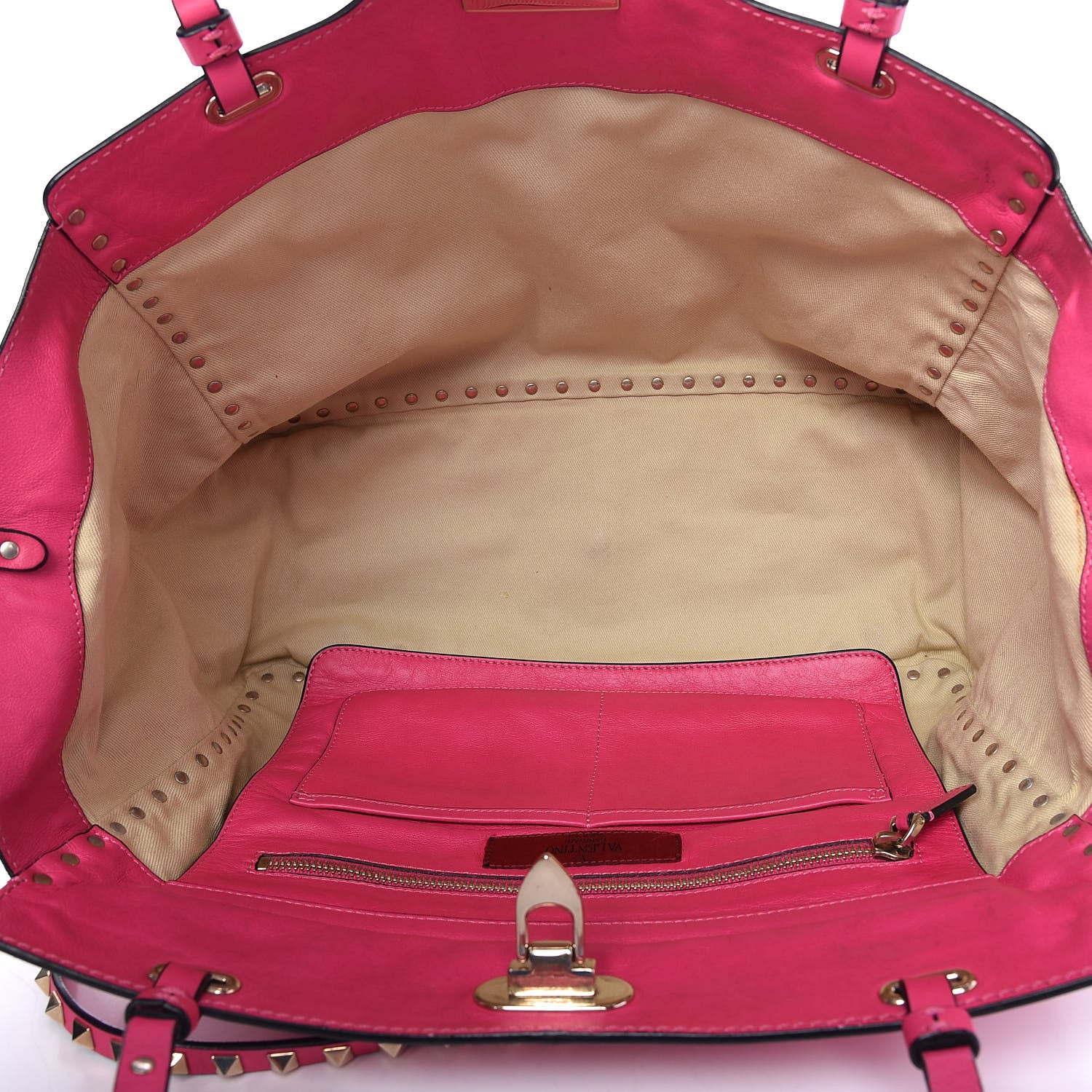 Valentino Garavani Vitello Medium Rockstud Tote Pop Fuxia 6 of 10