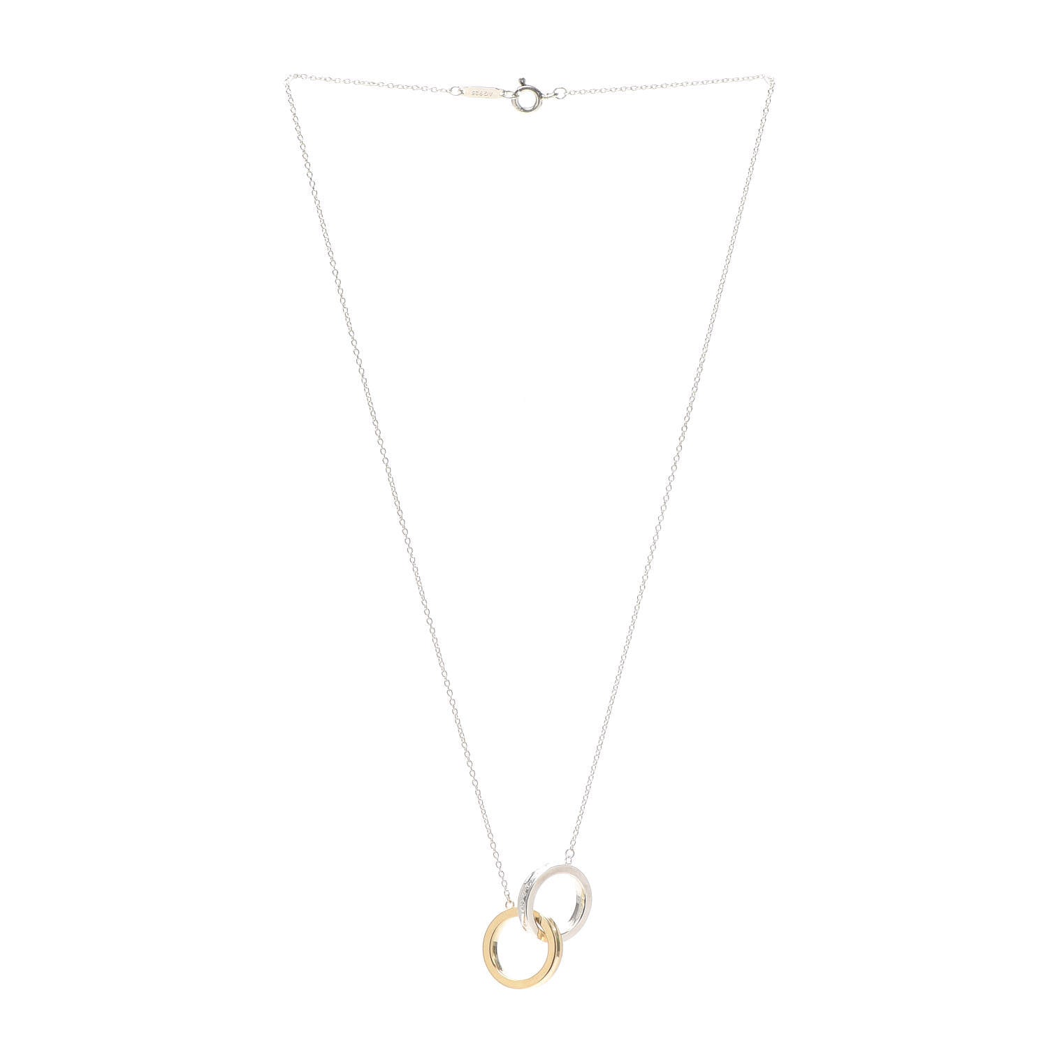 Tiffany Sterling Silver 18K Yellow Gold 1837 Interlocking Circles Pendant Necklace 3 of 7