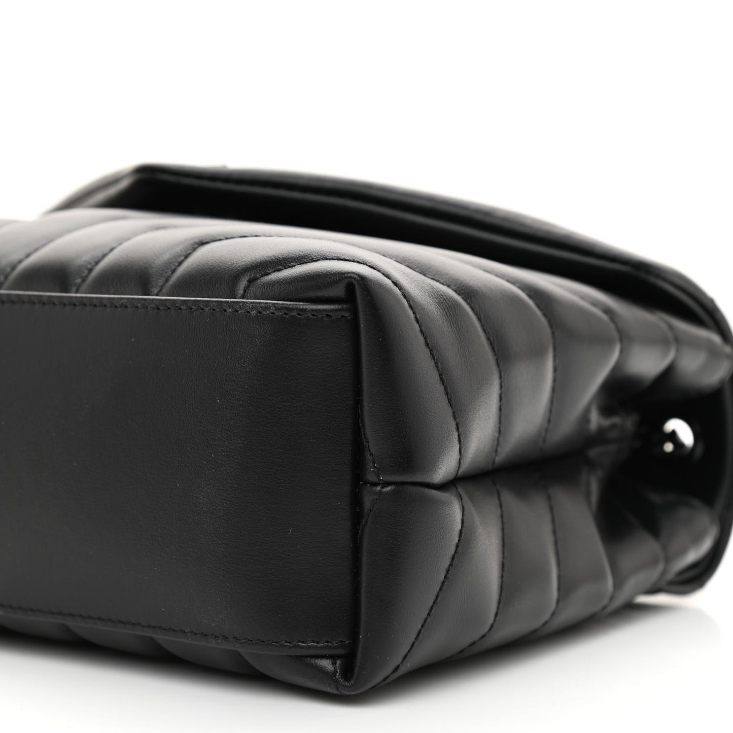 Calfskin Y Quilted Monogram Monochrome Small Loulou Chain Satchel Black