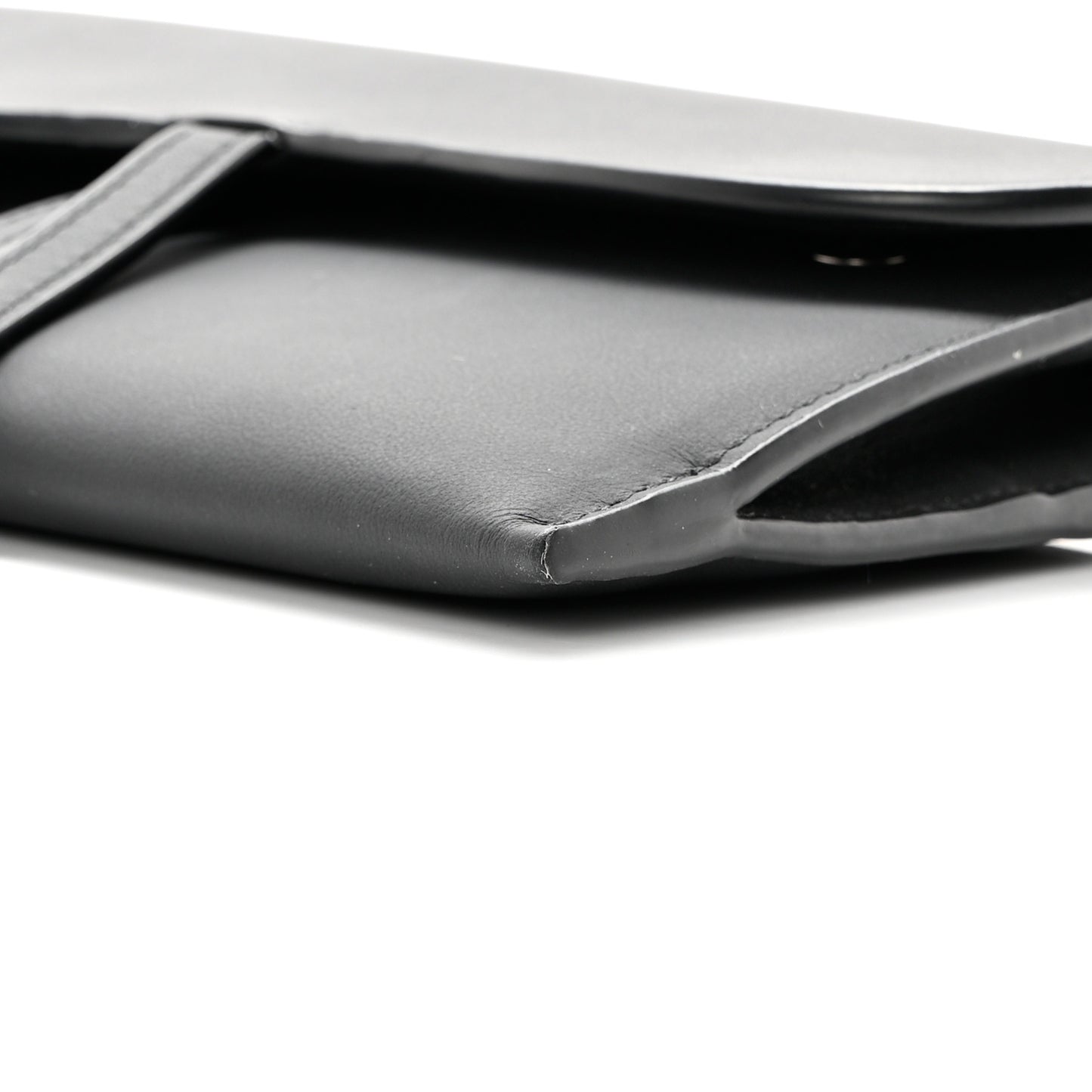Ultra Matte Calfskin Saddle Chain Wallet Pouch Black
