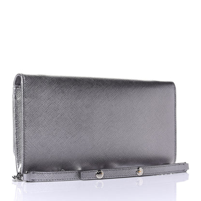 Prada Metallic Saffiano Metal Chain Wallet Cromo 2 of 4