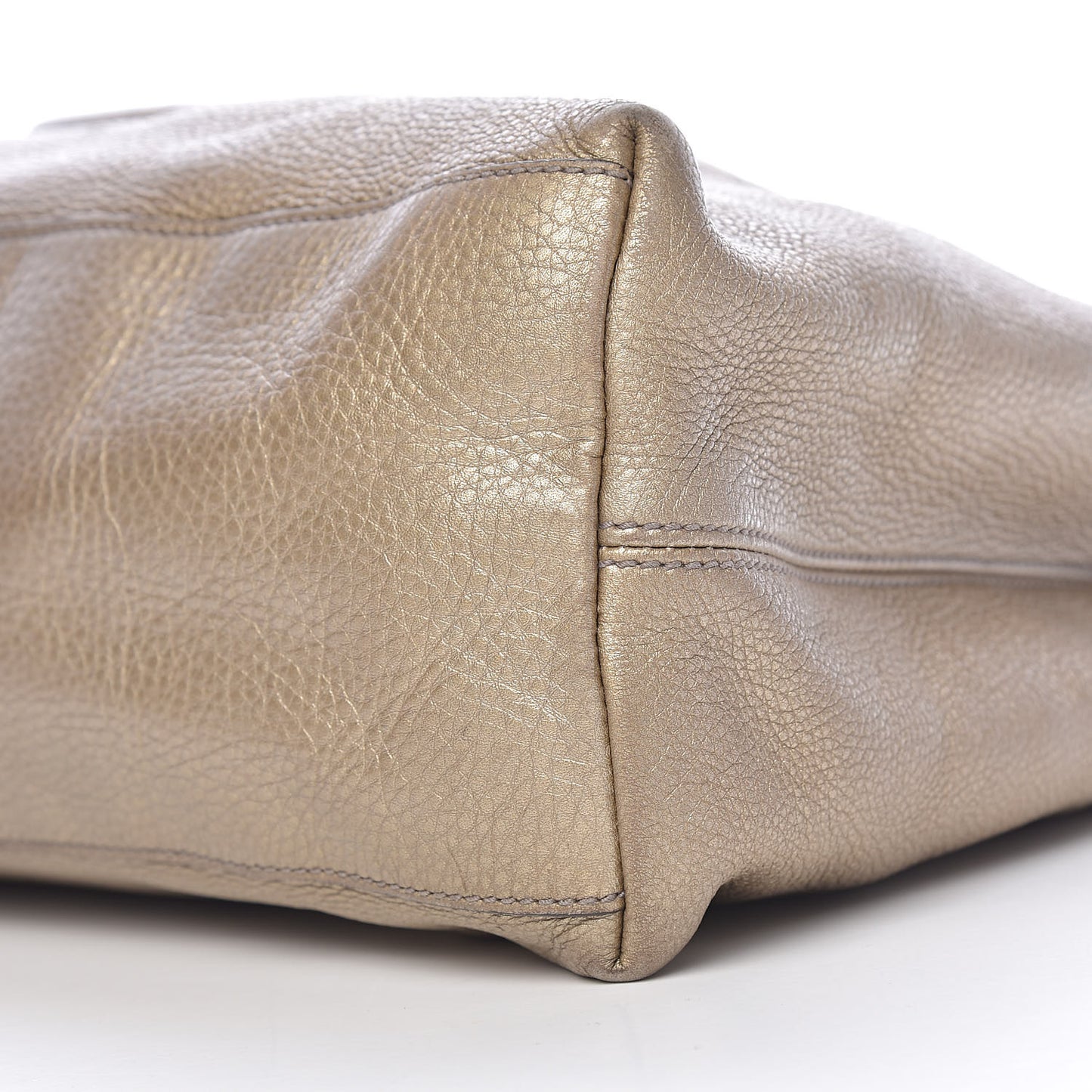 Metallic Pebbled Calfskin Medium Soho Chain Shoulder Bag Golden Beige