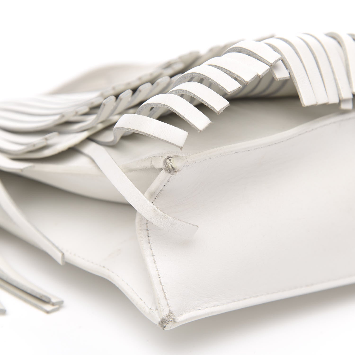 Proenza Schouler Calfskin Large Fringe Lunch Bag White 7 of 12