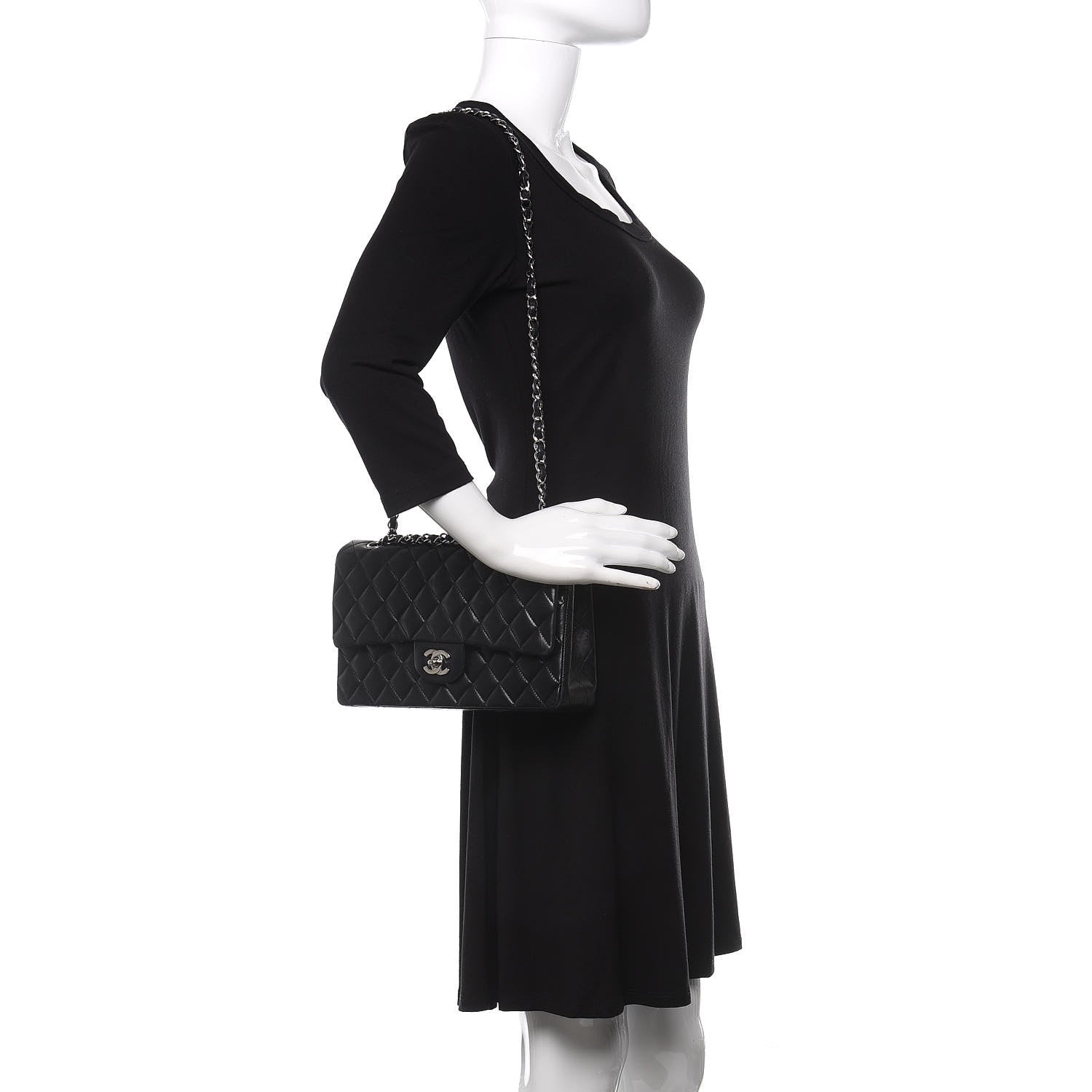 Chanel Lambskin Quilted Medium Double Flap Black 2 of 17